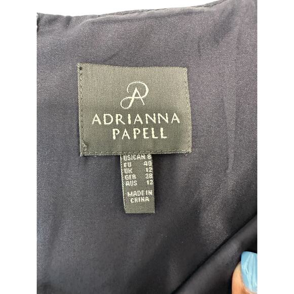 Adrianna Papell Dress Floral Splatter Print Easter Spring Ruched Sheath Size 8 - Picture 2 of 11